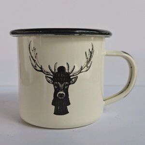 Deer Head Buck Antlers Coffee Enamel Camping Mug Bay Island EUC
